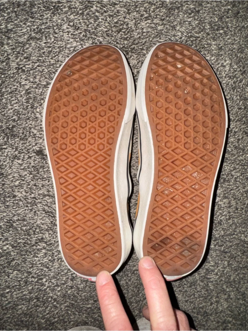 Vans Orange and Cream Checkerboard Slip-On Shoes